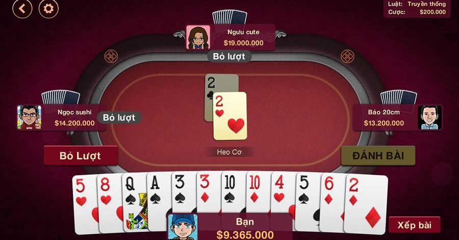 Giao diện chơi game bài đổi thưởng Tiến Lên Miền Nam