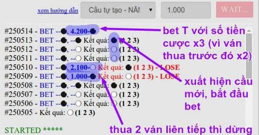 Giao diện của phần mềm thống kê tài xỉu