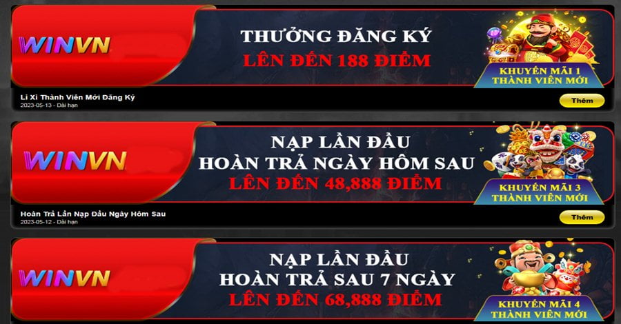 Khuyến mãi ngập tràn cho tất cả thành viên của nhà cái