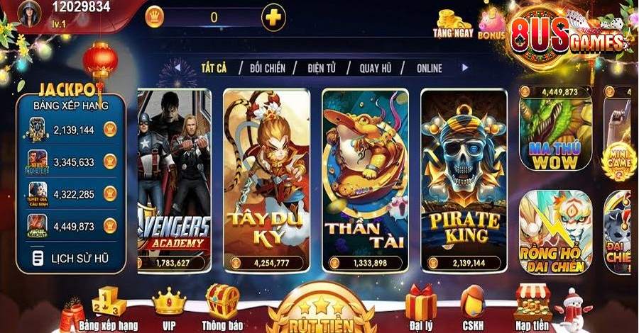 Giao diện trò chơi đổi thưởng đẹp mắt